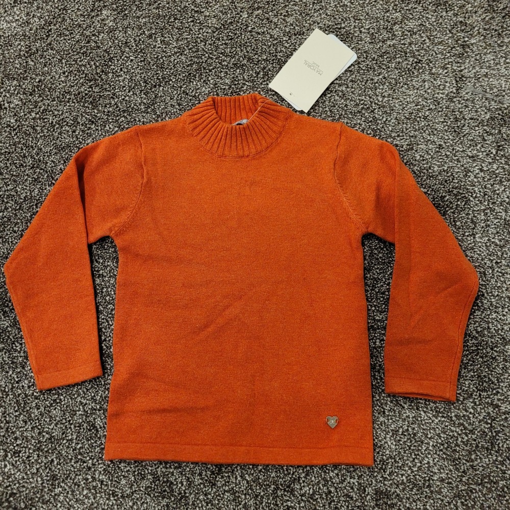 Mayoral Kids Orange Mock Neck Sweater Long Sleeve Heart Detail Size 24months NWT